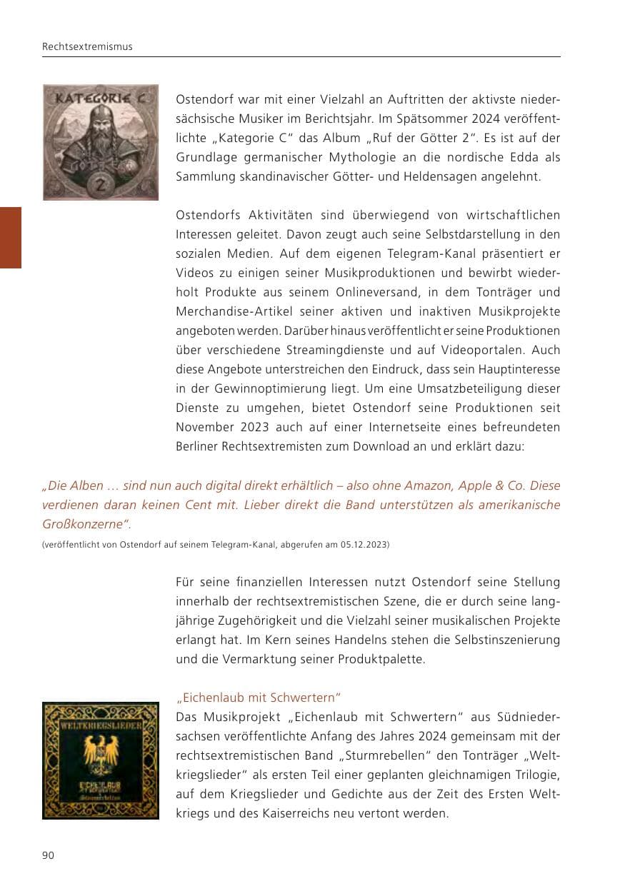 Seite 91 des Verfassungsschutzbericht 2024 Niedersachsen