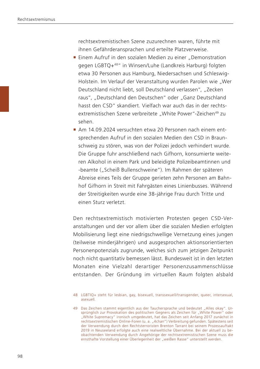 Seite 99 des Verfassungsschutzbericht 2024 Niedersachsen