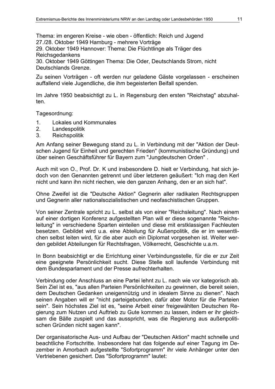 Seite 11 des Verfassungsschutzbericht 1950 Nordrhein-Westfalen