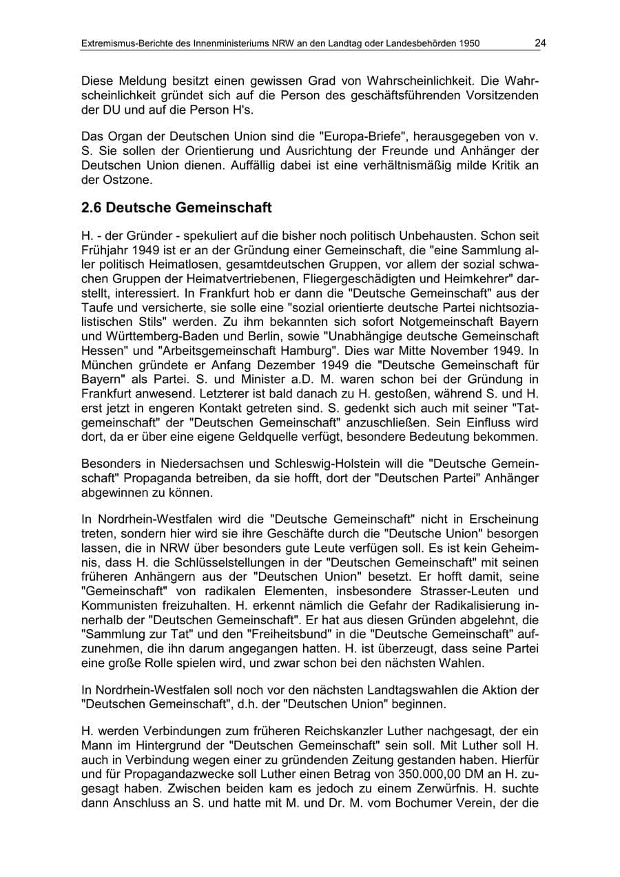 Seite 24 des Verfassungsschutzbericht 1950 Nordrhein-Westfalen