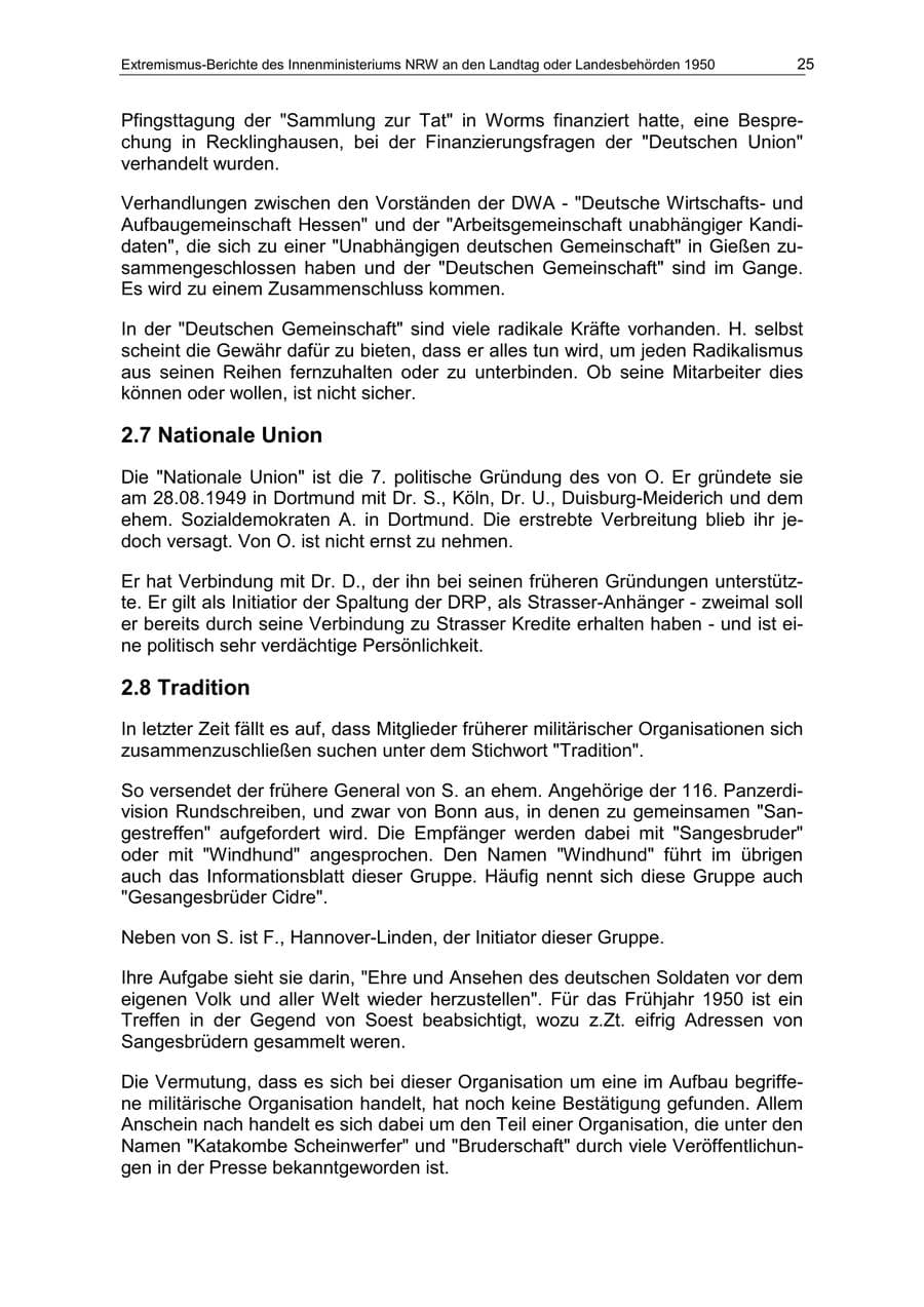 Seite 25 des Verfassungsschutzbericht 1950 Nordrhein-Westfalen