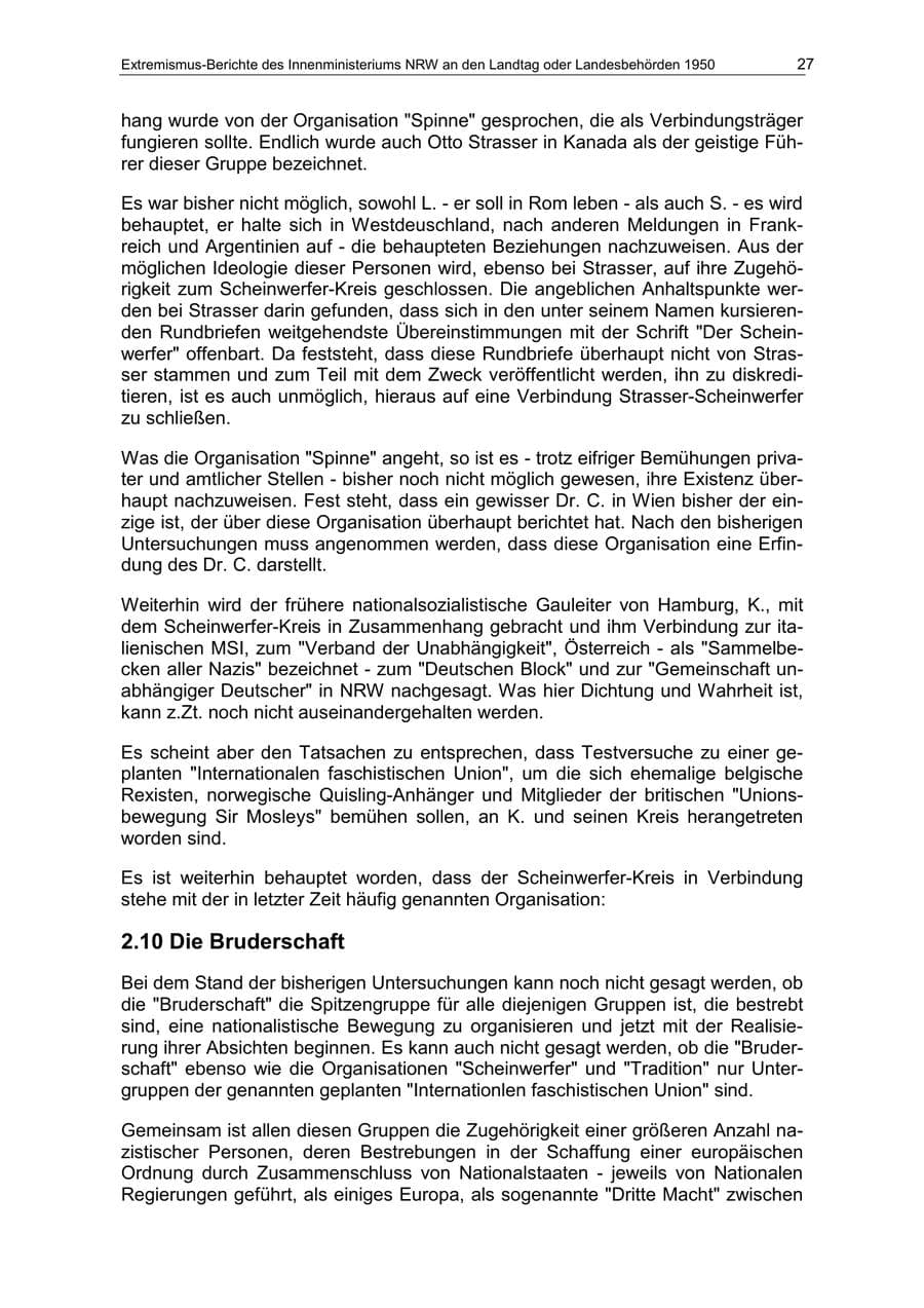 Seite 27 des Verfassungsschutzbericht 1950 Nordrhein-Westfalen