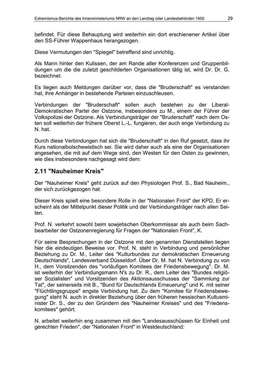 Seite 29 des Verfassungsschutzbericht 1950 Nordrhein-Westfalen