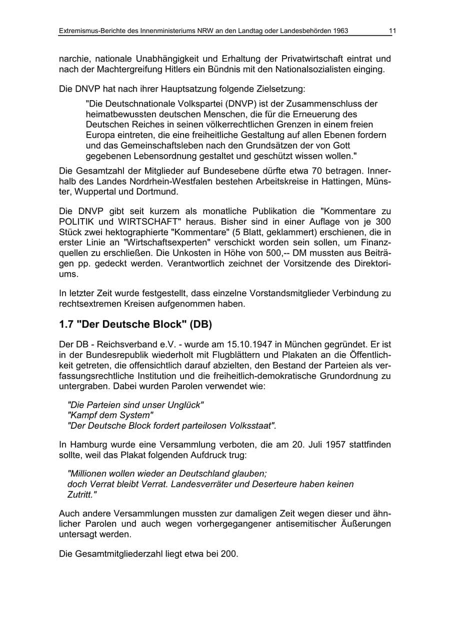 Seite 11 des Verfassungsschutzbericht 1963 Nordrhein-Westfalen