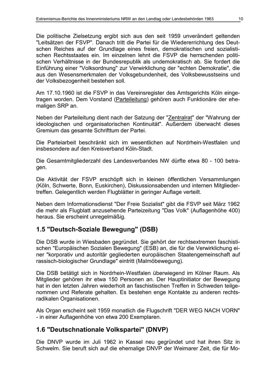 Seite 10 des Verfassungsschutzbericht 1963 Nordrhein-Westfalen