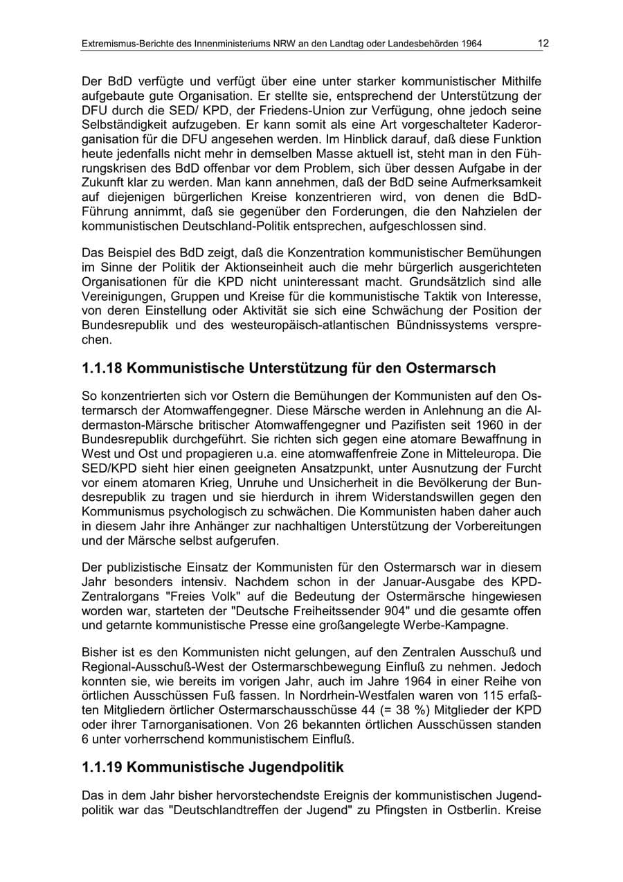 Seite 12 des Verfassungsschutzbericht 1964 Nordrhein-Westfalen