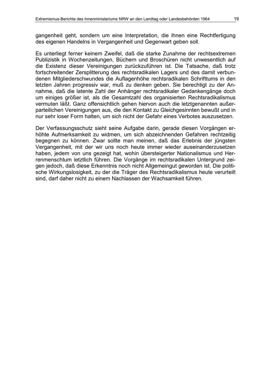 Seite 19 des Verfassungsschutzbericht 1964 Nordrhein-Westfalen