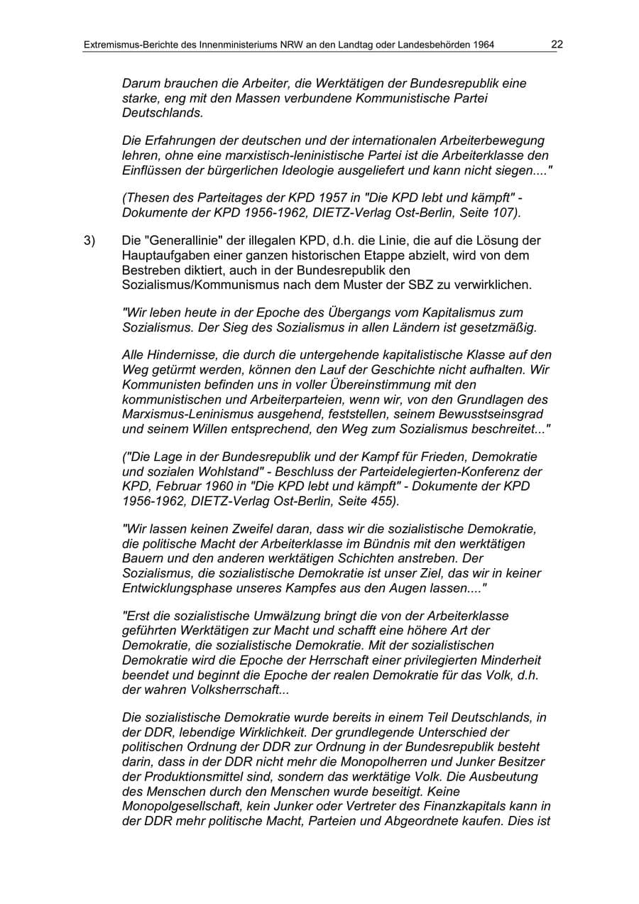 Seite 22 des Verfassungsschutzbericht 1964 Nordrhein-Westfalen
