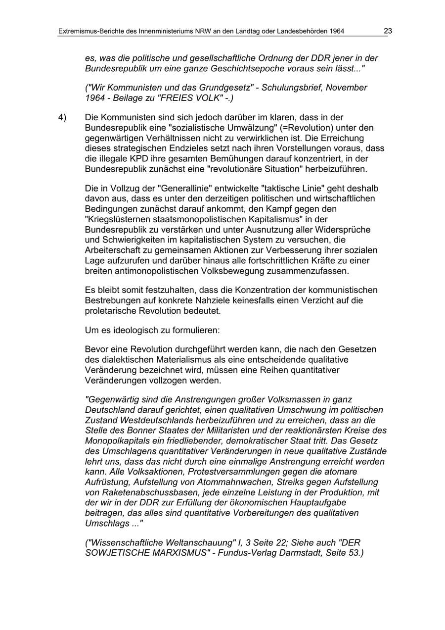 Seite 23 des Verfassungsschutzbericht 1964 Nordrhein-Westfalen
