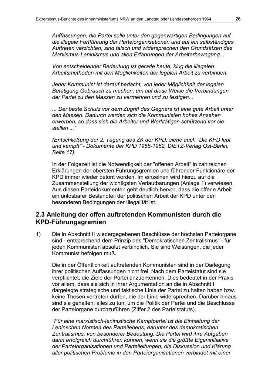 Seite 26 des Verfassungsschutzbericht 1964 Nordrhein-Westfalen