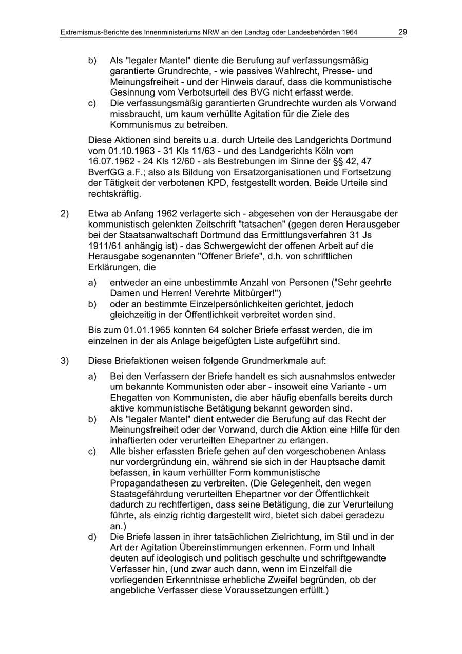 Seite 29 des Verfassungsschutzbericht 1964 Nordrhein-Westfalen