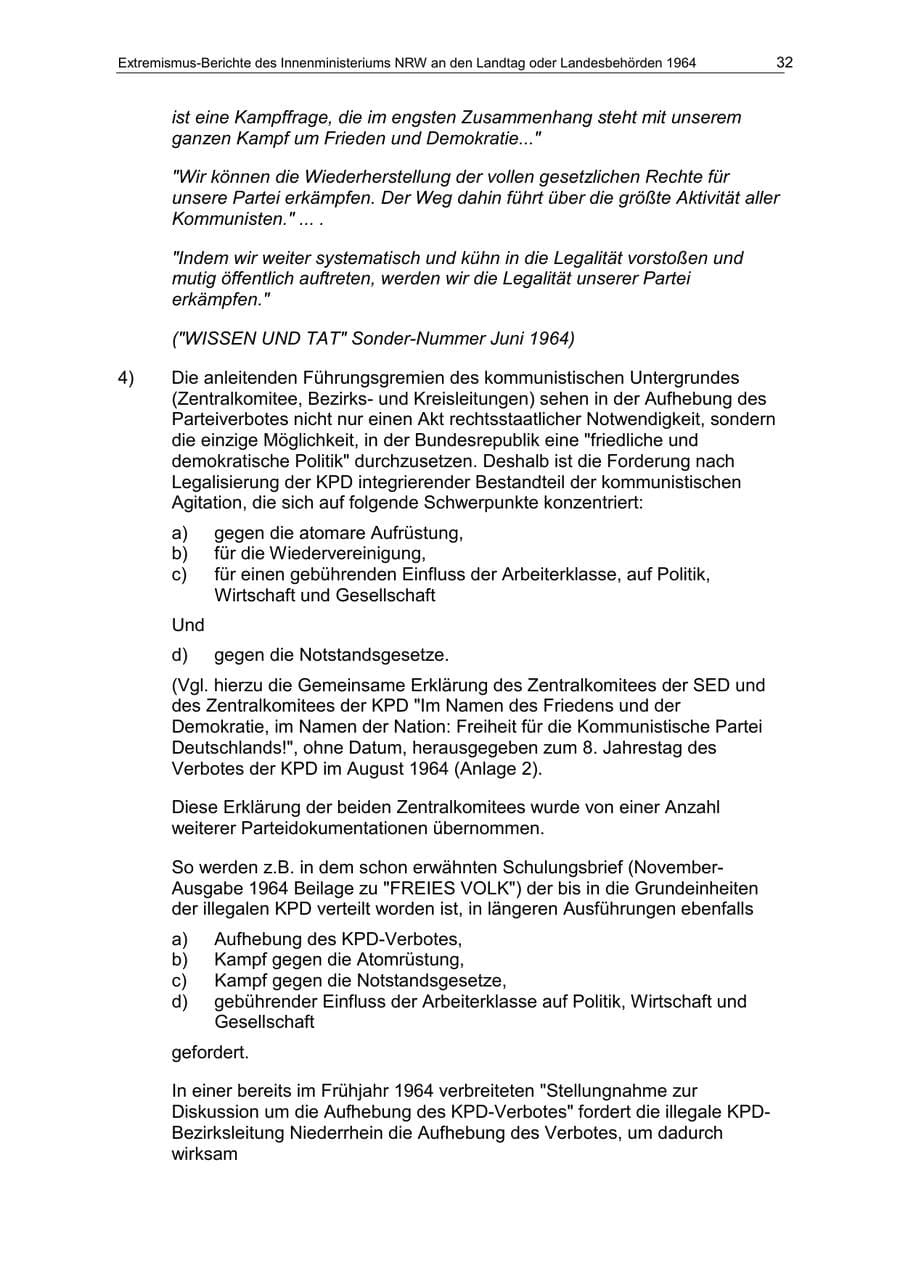 Seite 32 des Verfassungsschutzbericht 1964 Nordrhein-Westfalen