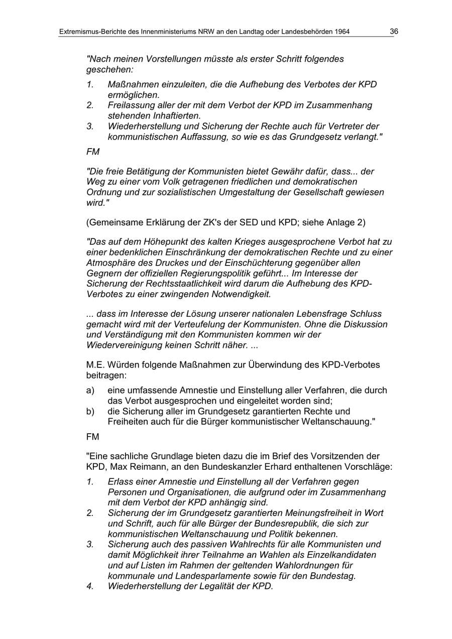 Seite 36 des Verfassungsschutzbericht 1964 Nordrhein-Westfalen