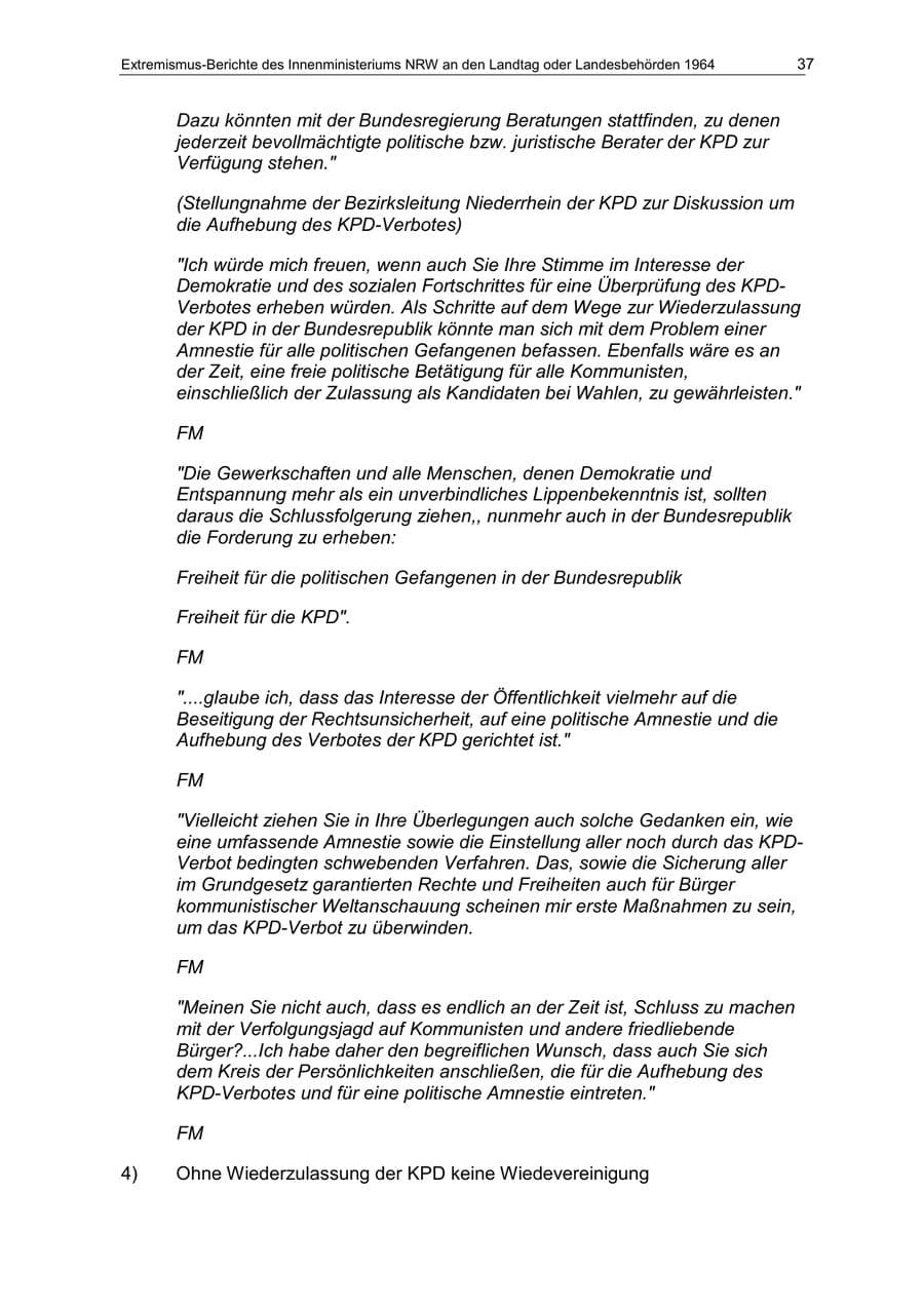 Seite 37 des Verfassungsschutzbericht 1964 Nordrhein-Westfalen