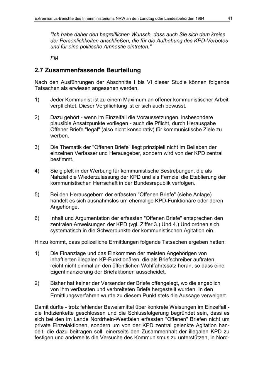 Seite 41 des Verfassungsschutzbericht 1964 Nordrhein-Westfalen