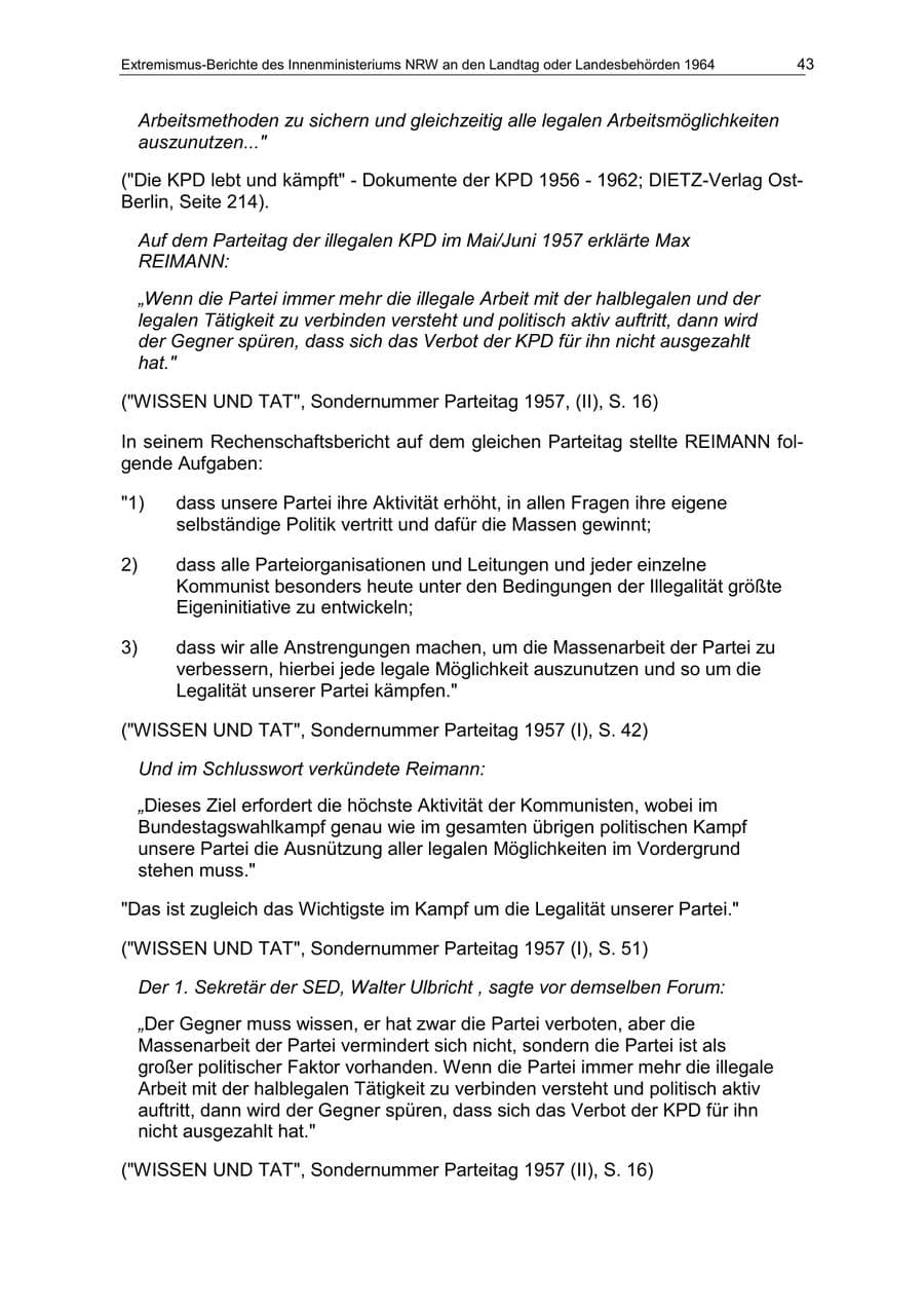 Seite 43 des Verfassungsschutzbericht 1964 Nordrhein-Westfalen
