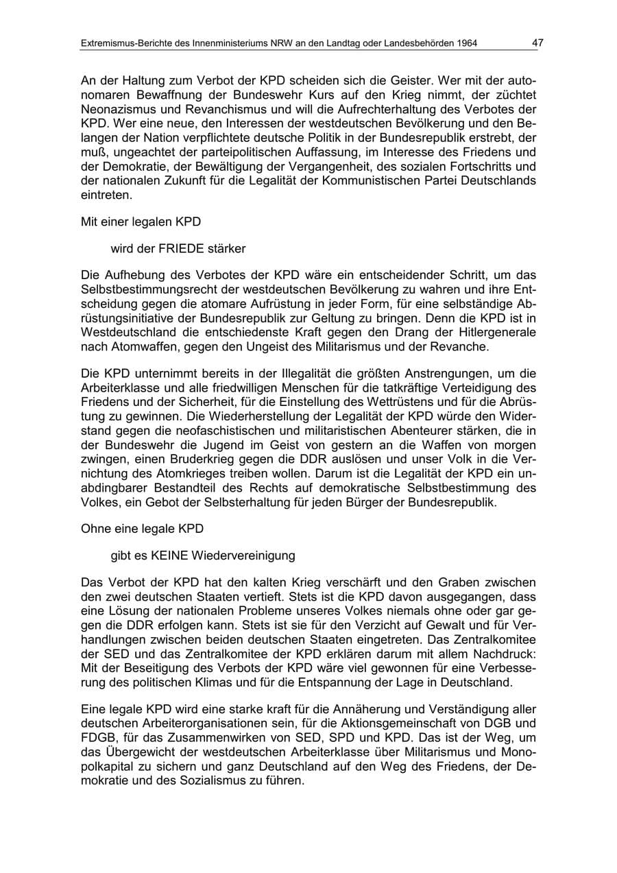 Seite 47 des Verfassungsschutzbericht 1964 Nordrhein-Westfalen