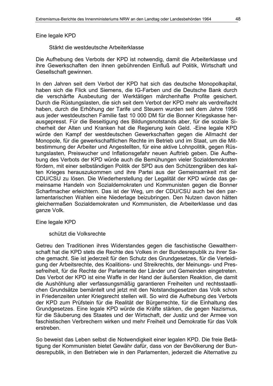 Seite 48 des Verfassungsschutzbericht 1964 Nordrhein-Westfalen