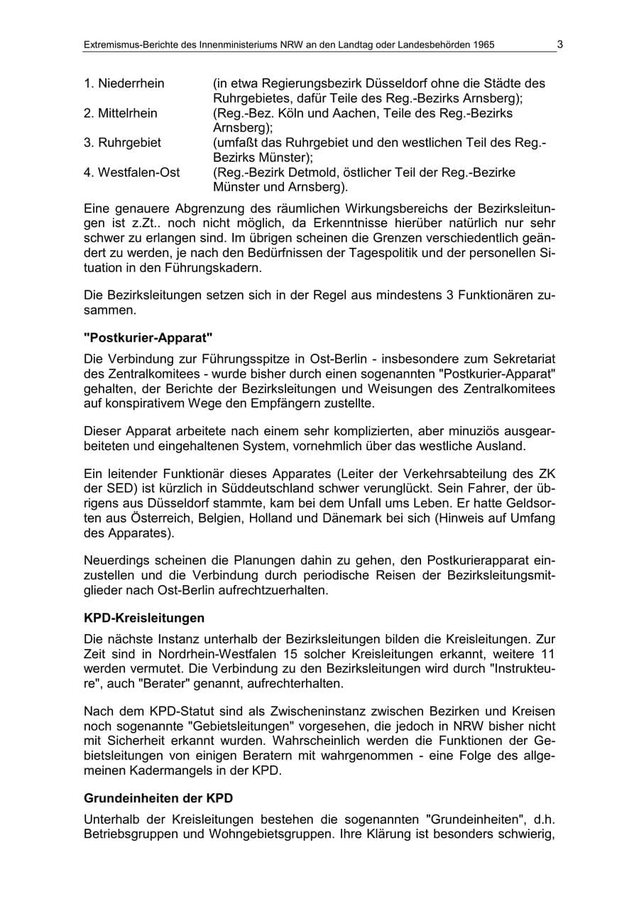 Seite 3 des Verfassungsschutzbericht 1965 Nordrhein-Westfalen