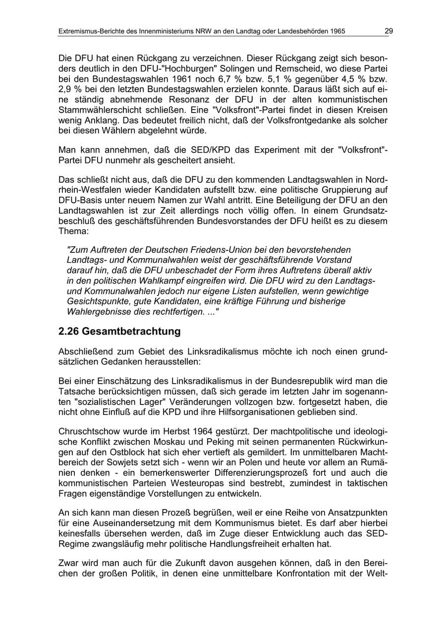 Seite 29 des Verfassungsschutzbericht 1965 Nordrhein-Westfalen