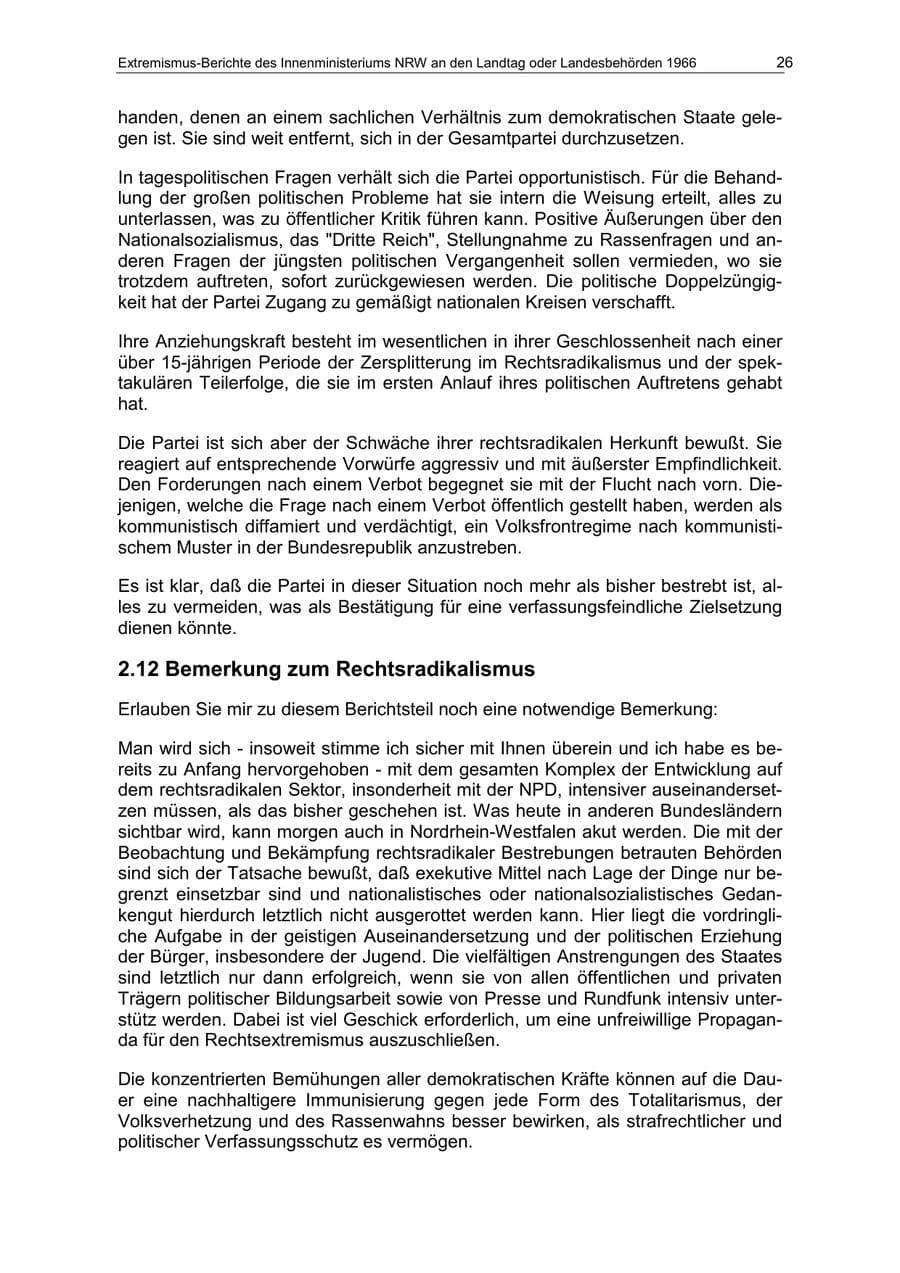 Seite 26 des Verfassungsschutzbericht 1966 Nordrhein-Westfalen