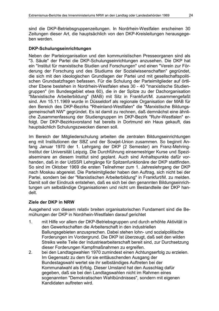 Seite 24 des Verfassungsschutzbericht 1969 Nordrhein-Westfalen