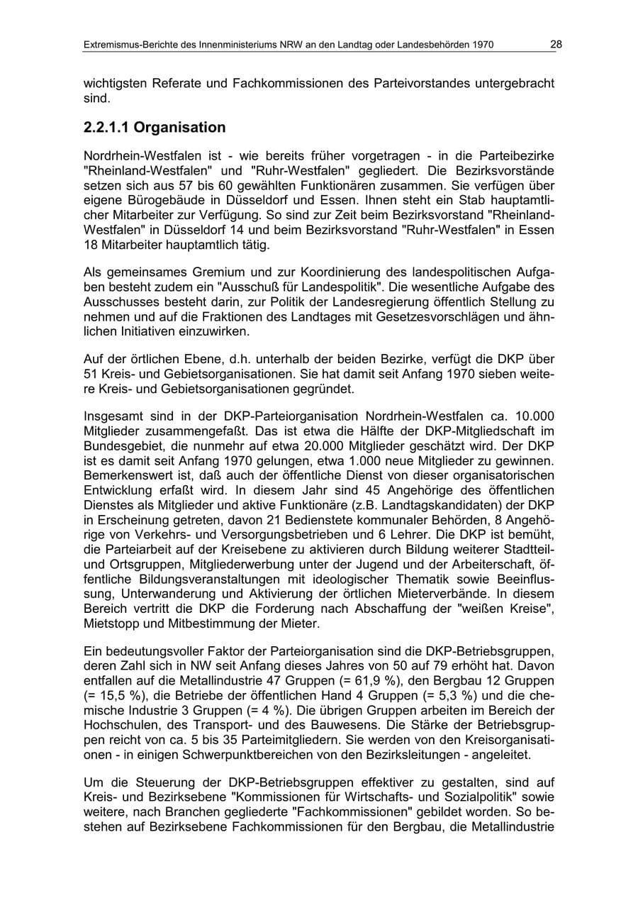 Seite 28 des Verfassungsschutzbericht 1970 Nordrhein-Westfalen
