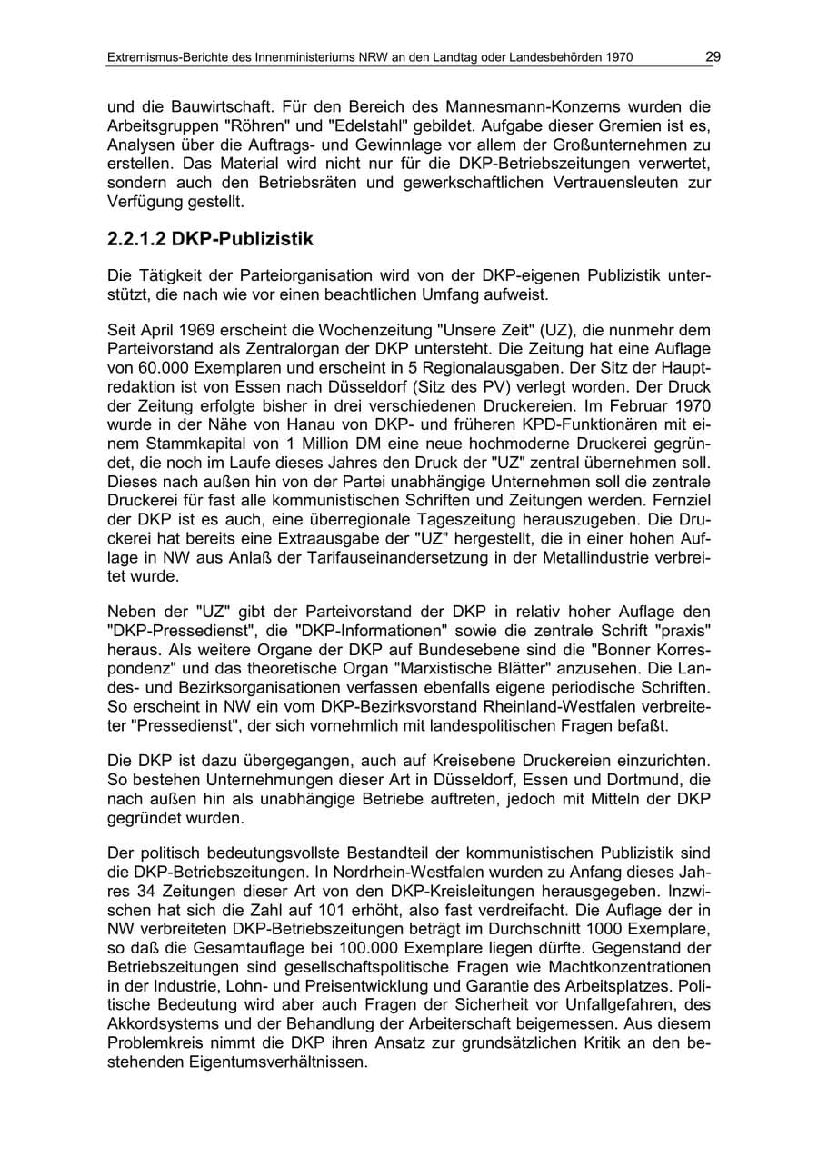 Seite 29 des Verfassungsschutzbericht 1970 Nordrhein-Westfalen