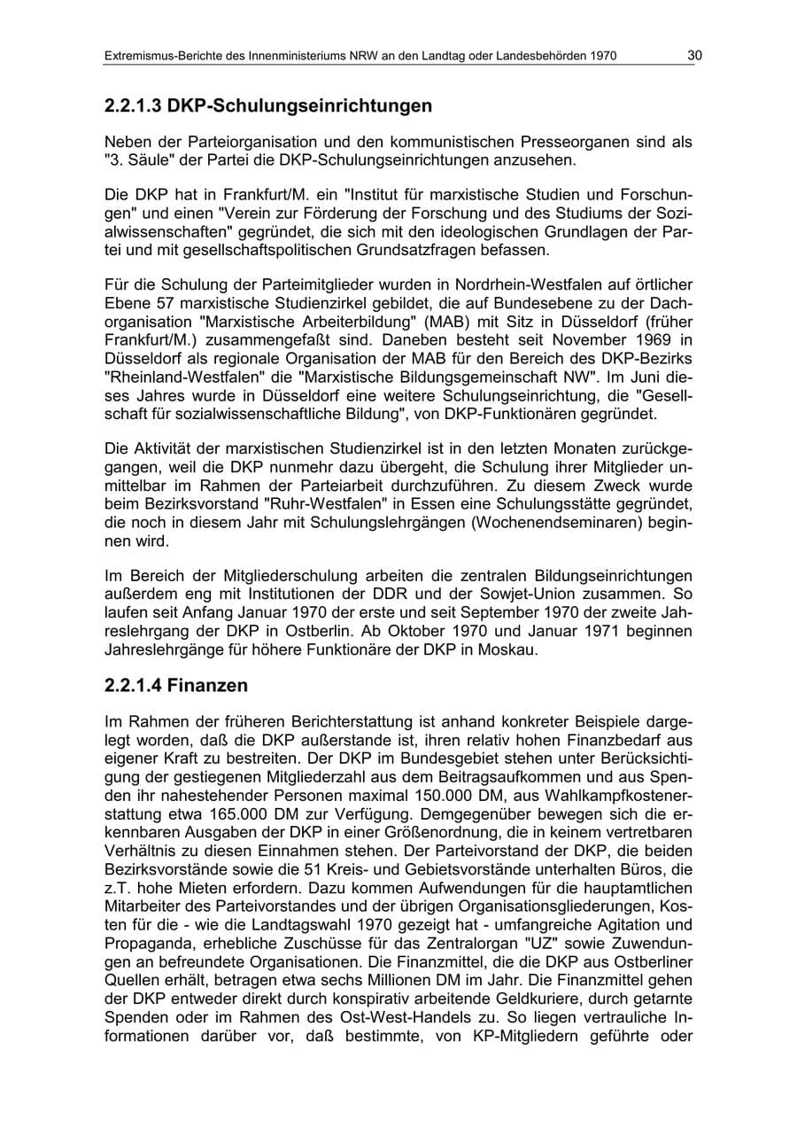 Seite 30 des Verfassungsschutzbericht 1970 Nordrhein-Westfalen
