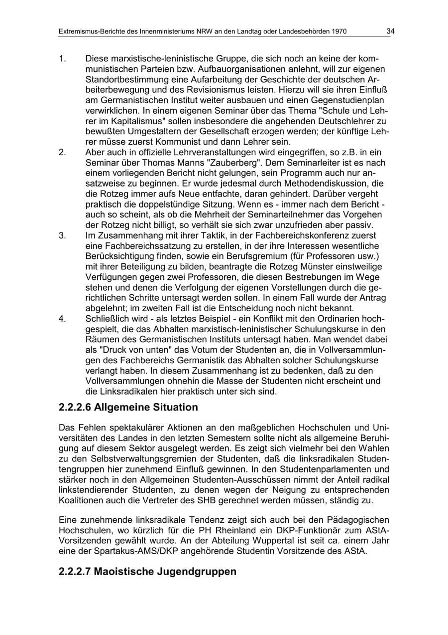 Seite 34 des Verfassungsschutzbericht 1970 Nordrhein-Westfalen