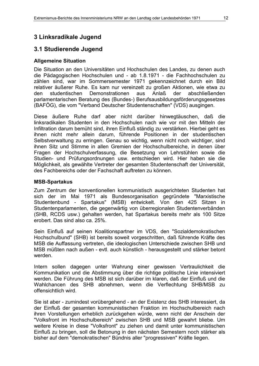 Seite 12 des Verfassungsschutzbericht 1971 Nordrhein-Westfalen