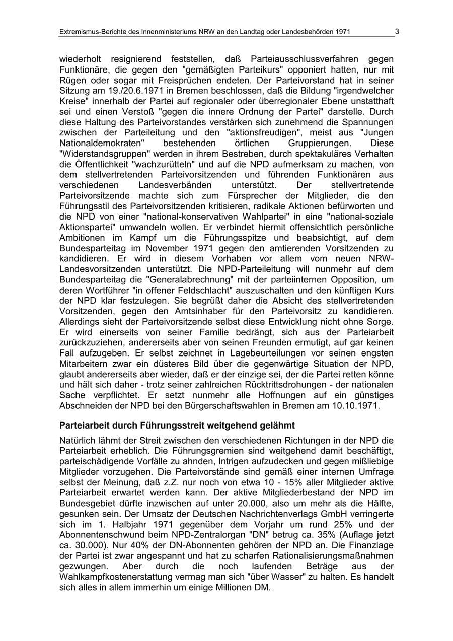 Seite 3 des Verfassungsschutzbericht 1971 Nordrhein-Westfalen