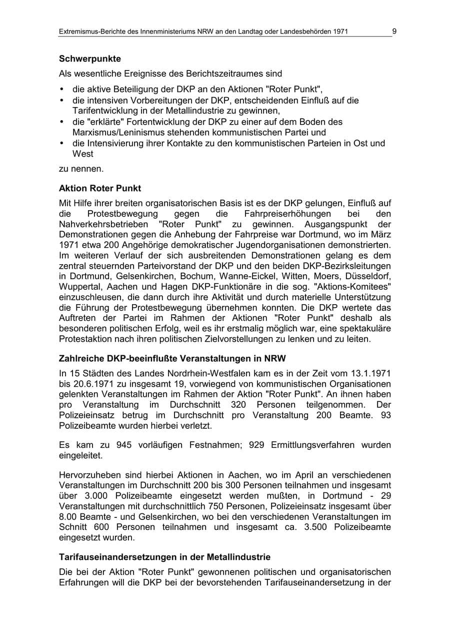 Seite 9 des Verfassungsschutzbericht 1971 Nordrhein-Westfalen