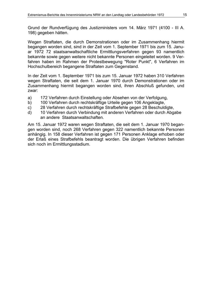 Seite 15 des Verfassungsschutzbericht 1972 Nordrhein-Westfalen
