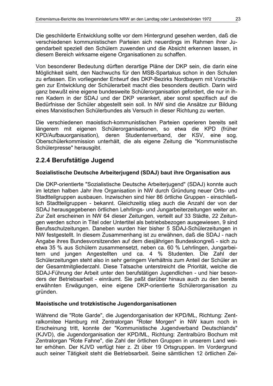 Seite 23 des Verfassungsschutzbericht 1972 Nordrhein-Westfalen
