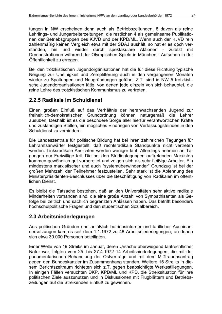 Seite 24 des Verfassungsschutzbericht 1972 Nordrhein-Westfalen
