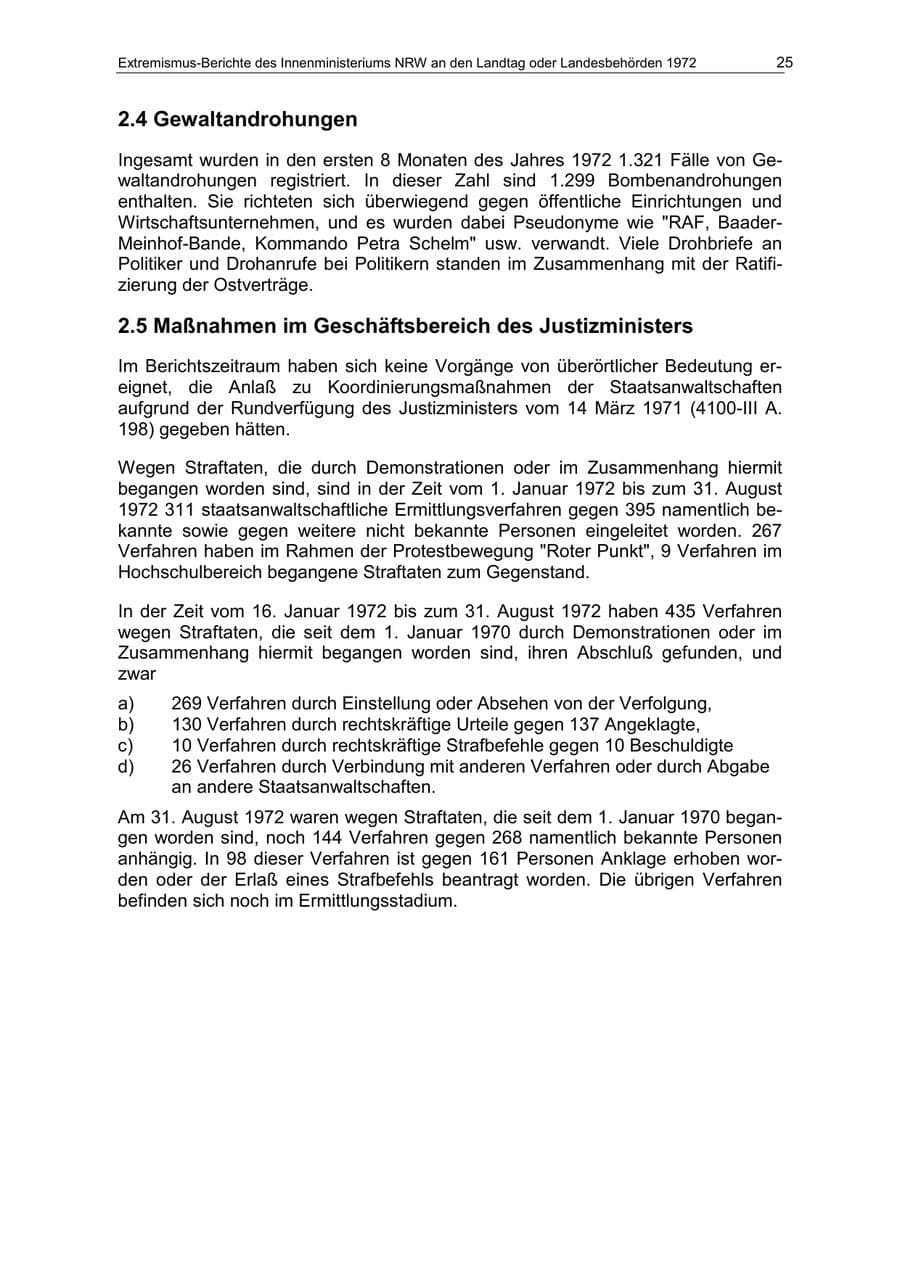 Seite 25 des Verfassungsschutzbericht 1972 Nordrhein-Westfalen