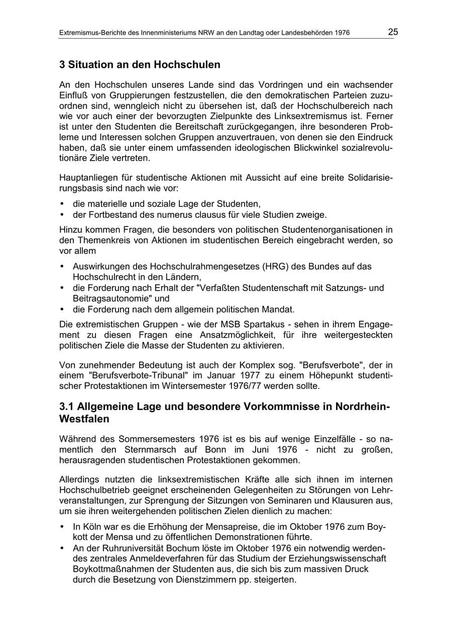 Seite 25 des Verfassungsschutzbericht 1976 Nordrhein-Westfalen