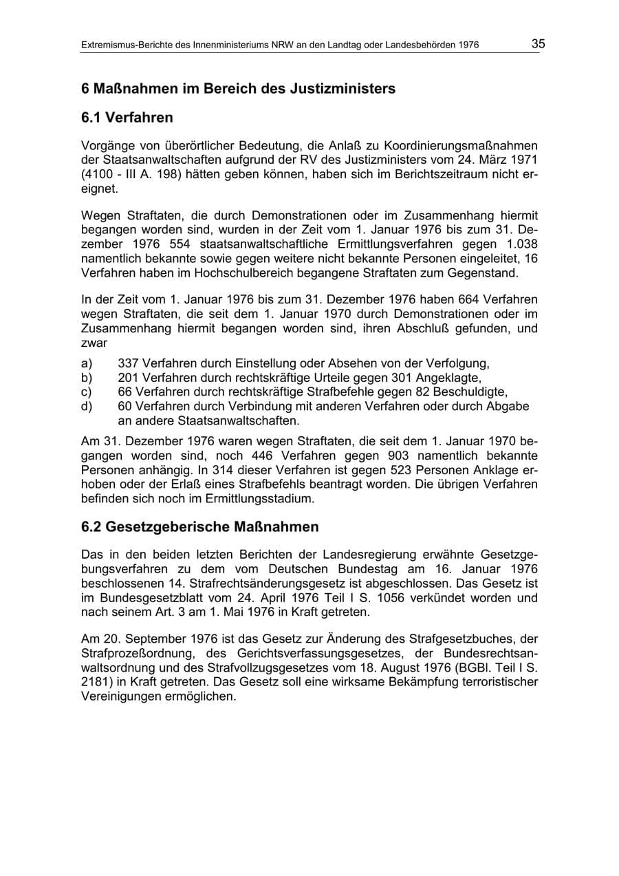 Seite 35 des Verfassungsschutzbericht 1976 Nordrhein-Westfalen