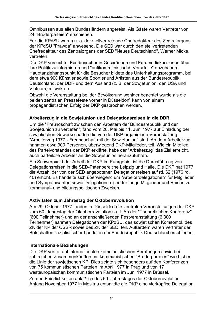 Seite 11 des Verfassungsschutzbericht 1977 Nordrhein-Westfalen