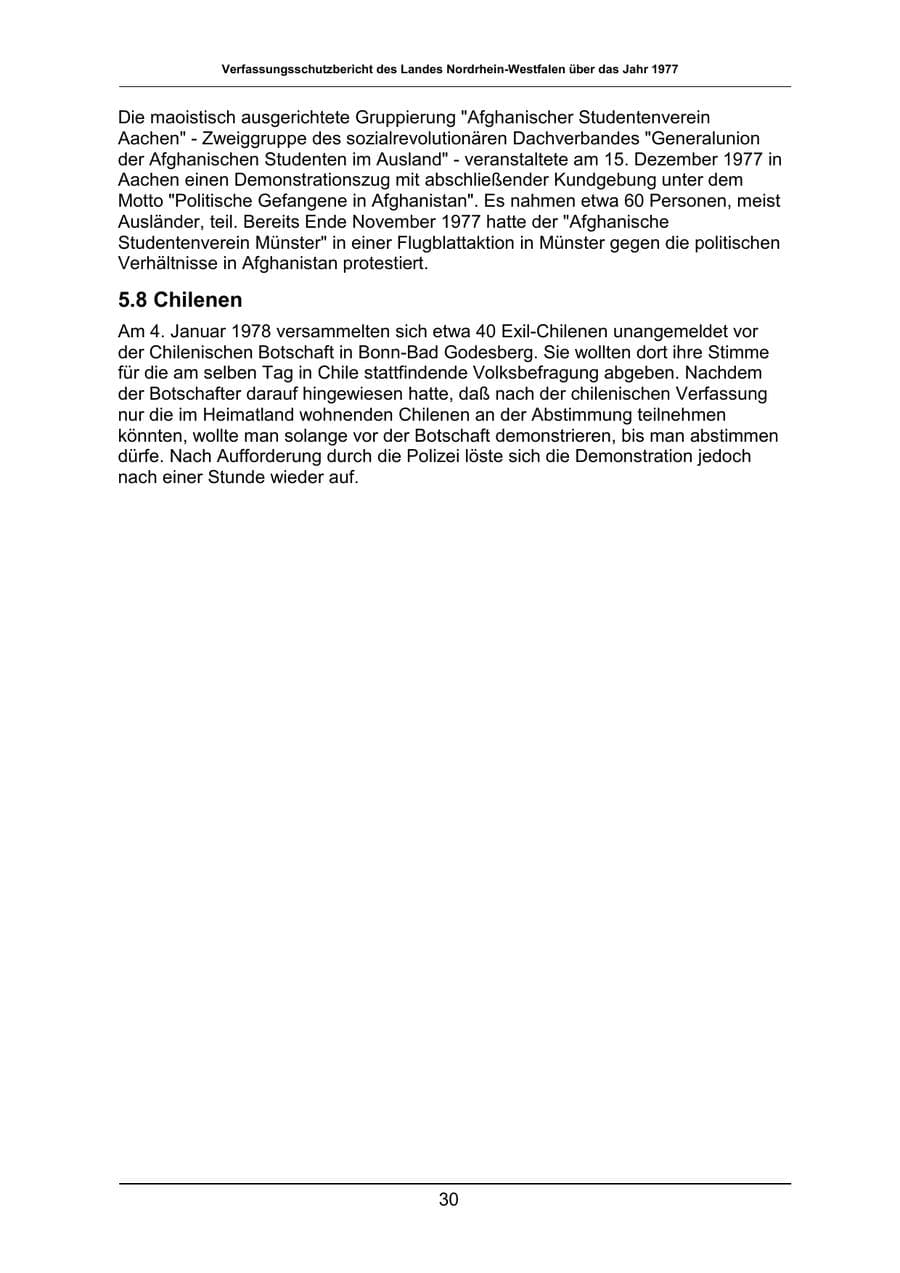 Seite 30 des Verfassungsschutzbericht 1977 Nordrhein-Westfalen