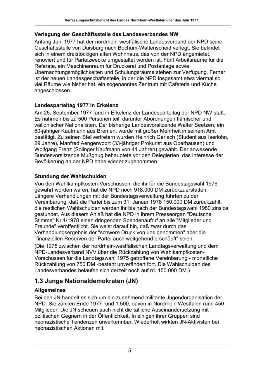 Seite 5 des Verfassungsschutzbericht 1977 Nordrhein-Westfalen