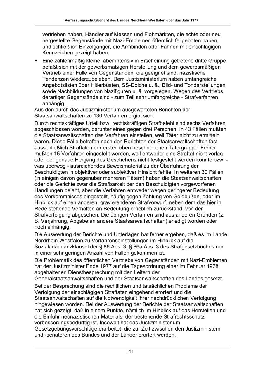Seite 41 des Verfassungsschutzbericht 1977 Nordrhein-Westfalen
