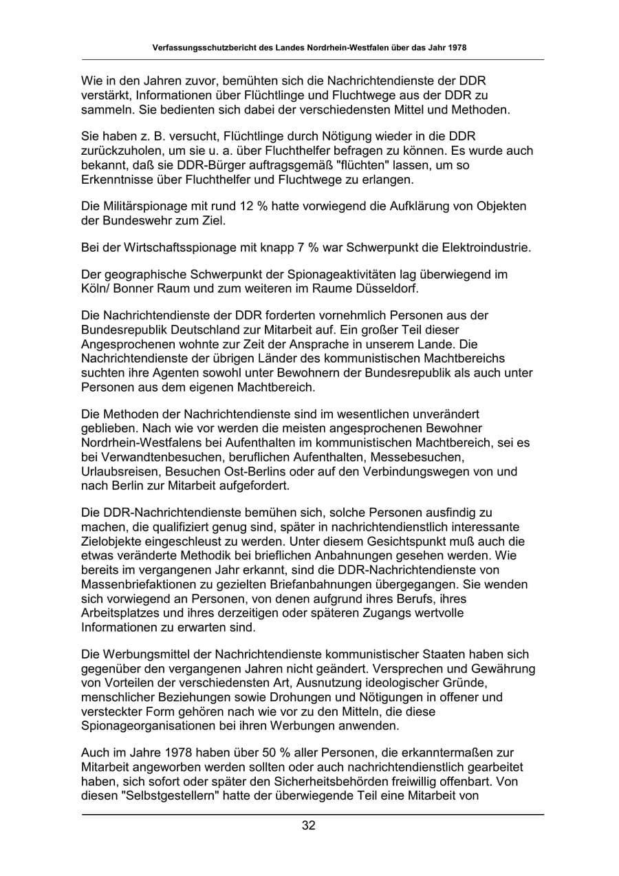 Seite 32 des Verfassungsschutzbericht 1978 Nordrhein-Westfalen