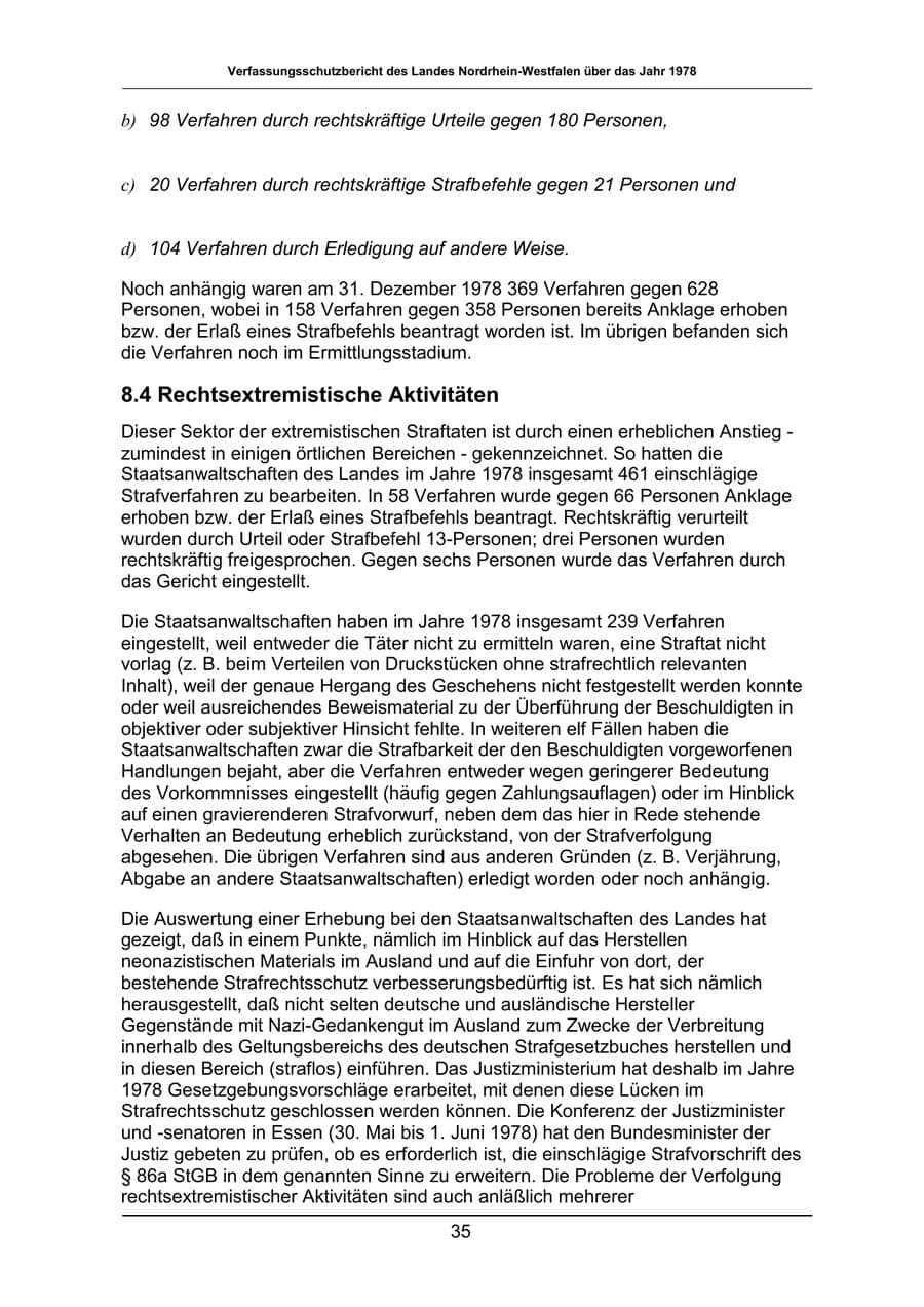 Seite 35 des Verfassungsschutzbericht 1978 Nordrhein-Westfalen