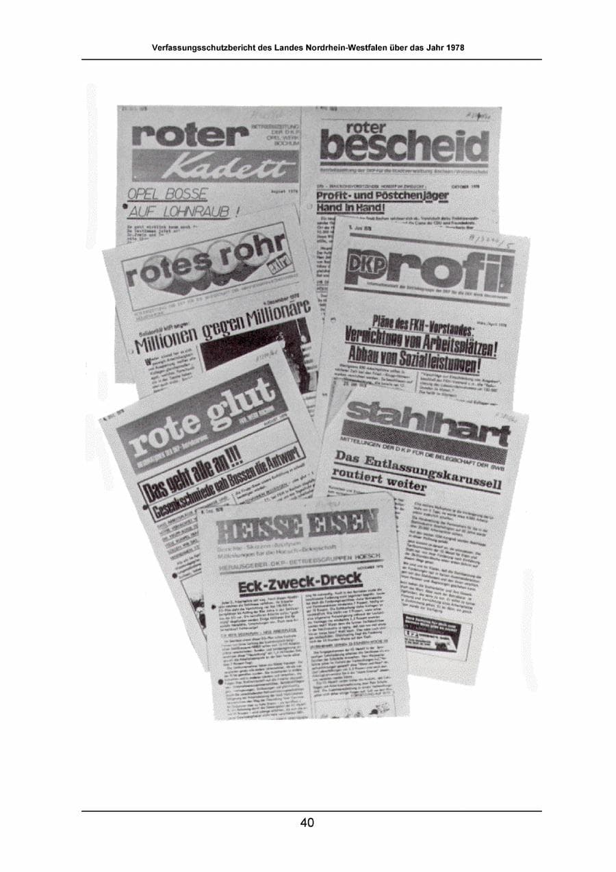 Seite 40 des Verfassungsschutzbericht 1978 Nordrhein-Westfalen