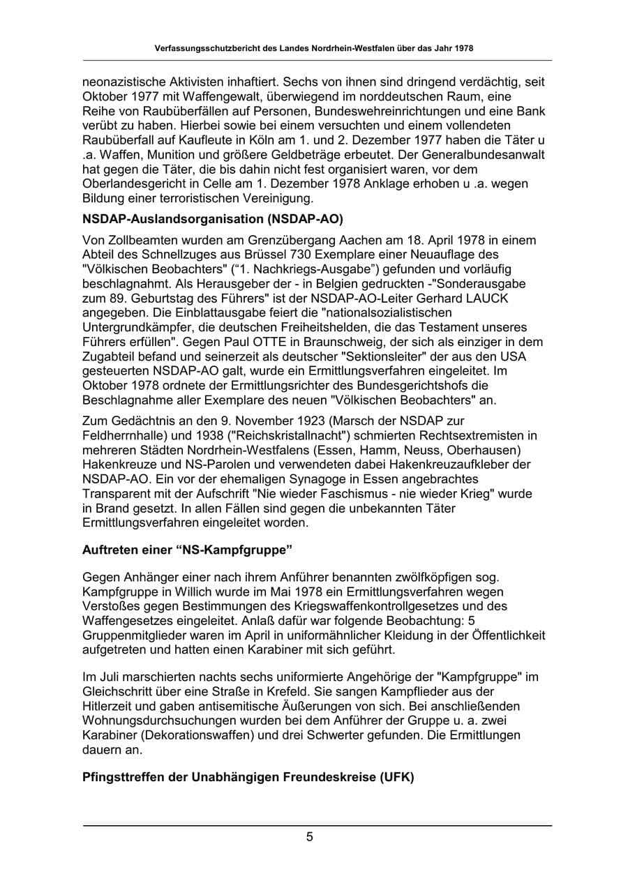 Seite 5 des Verfassungsschutzbericht 1978 Nordrhein-Westfalen