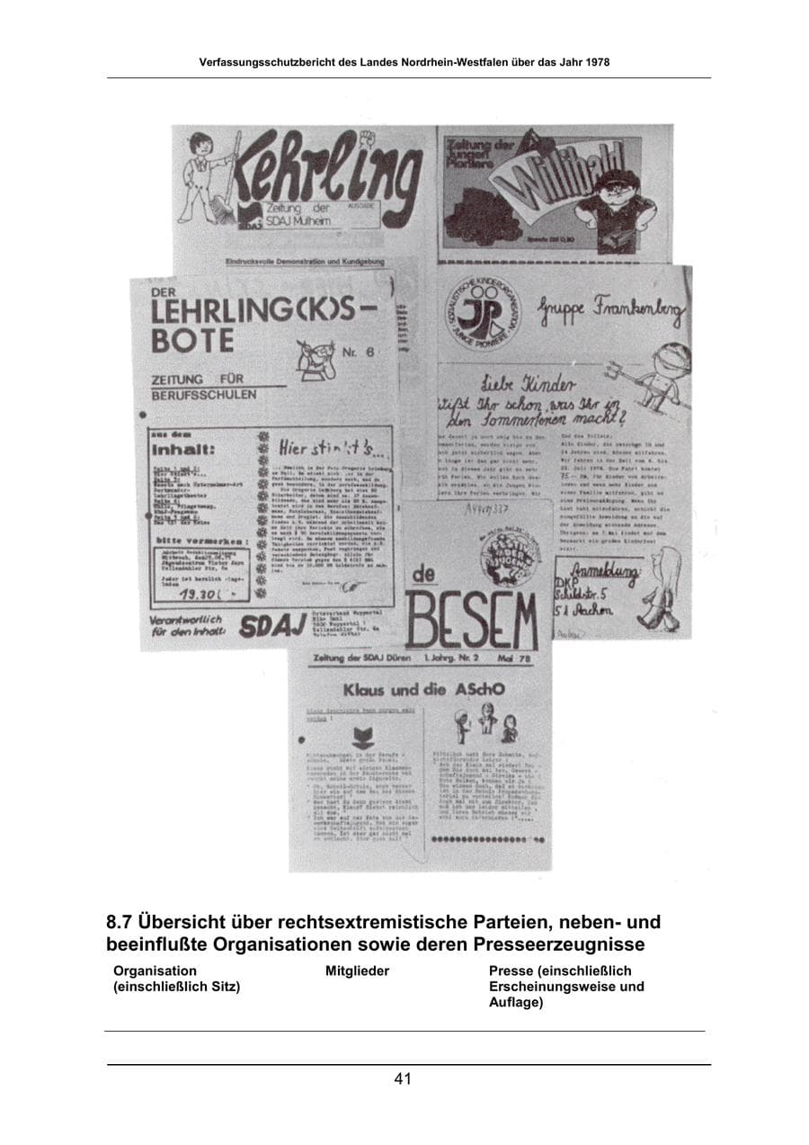 Seite 41 des Verfassungsschutzbericht 1978 Nordrhein-Westfalen