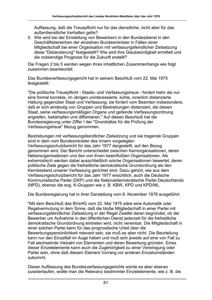 Seite 51 des Verfassungsschutzbericht 1978 Nordrhein-Westfalen