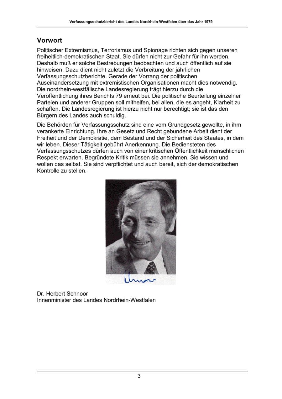 Seite 3 des Verfassungsschutzbericht 1979 Nordrhein-Westfalen